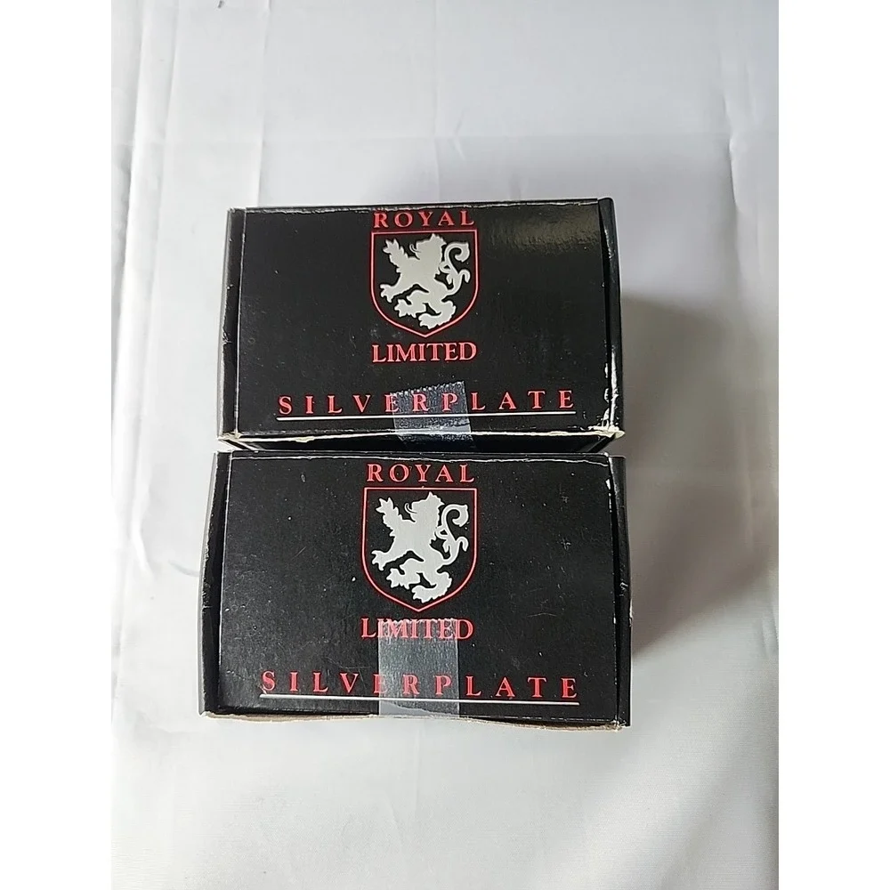 New 8 Pc. Vintage 1990s Royal Limited Silverplate Barrel Napkin Rings New In Box